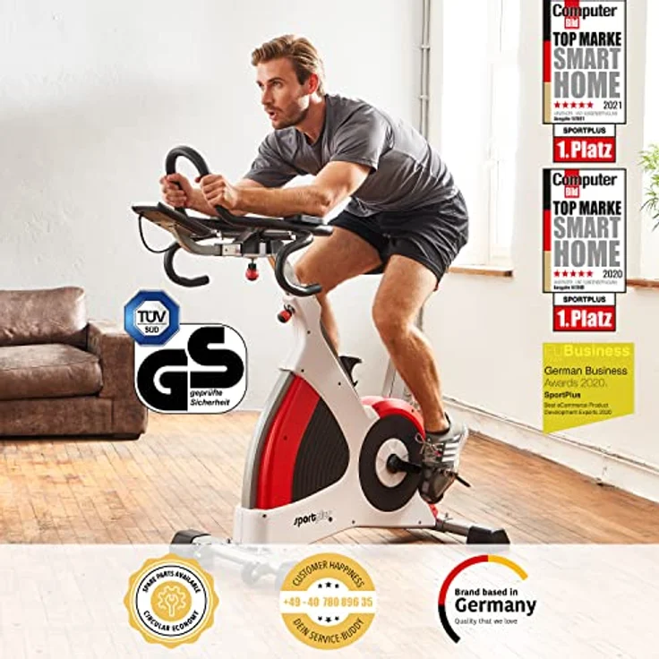 SportPlus Speedracer, Indoor Cycling Bike in Studioqualität, 50 Widerstandsstufen, Triathlonlenker & Rennsattel, Bis 500 Watt, Benutzergewicht bis 150 kg, SP-SRP-3000 – Bild 2