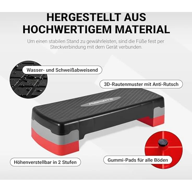 MSPORTS Steppbrett Home inkl. Übungsposter + Workout App GRATIS | 2 - Fach höhenverstellbar Studio Stepper (Schwarz) - Preisvergleich – Bild 3