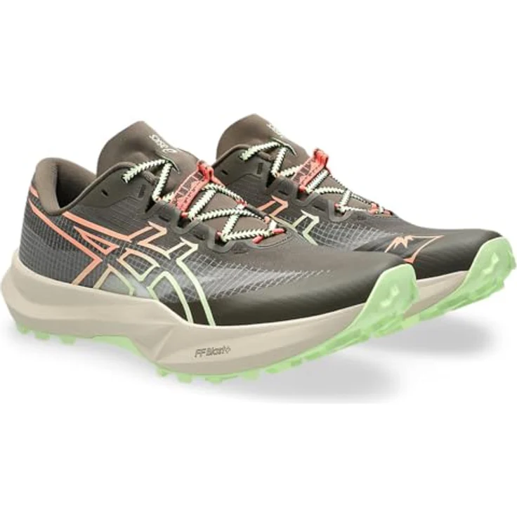 ASICS FUJI LITE 7 M Trail-Laufschuhe, robuste Konstruktion für ganztägigen Komfort, Khaki Neonrosa, EU 43.5 – Bild 4
