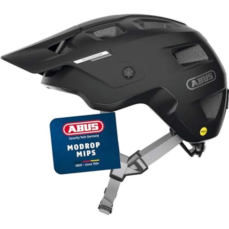 ABUS MTB-Helm MoDrop MIPS, Schwarz, anpassbarer Mountainbike-Helm mit Zopfkompatibilität und Multi-Shell In-Mold Technologie – Bild 1
