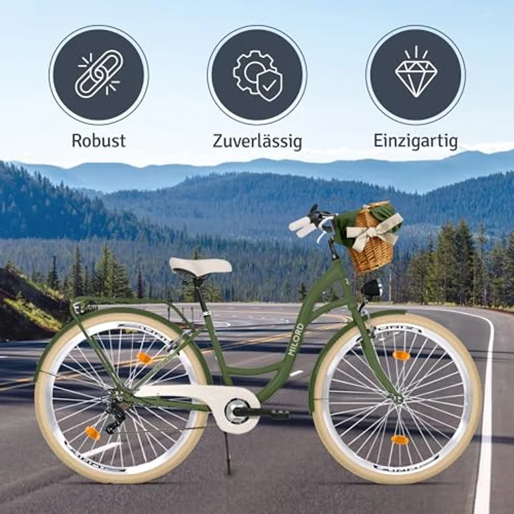 Milordbikes City-Fahrrad, Grün, 46 cm, Metallrahmen mit 700C x 35 mm Reifen, inkl. Träger und vormontierter Lieferung – Bild 5