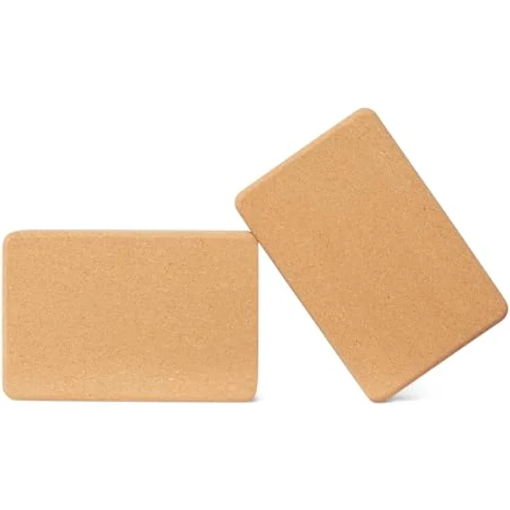 Amazon Basics Naturkork-Yogablock, 2er-Set, rutschfest, 23 x 15 x 8 cm