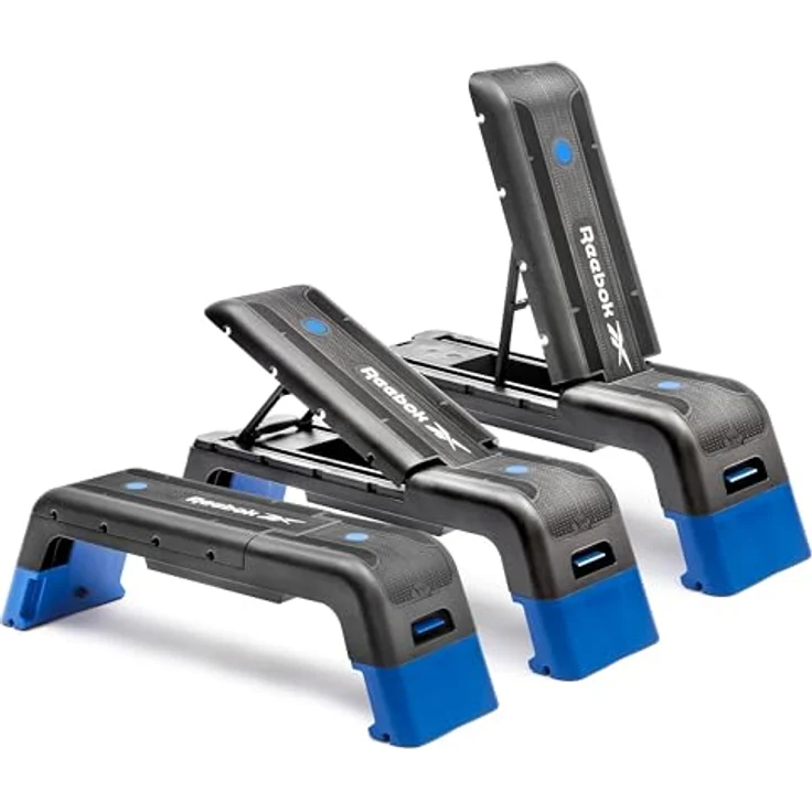Reebok Deck Training Bench - Vielseitige Fitnessplattform mit 20+ Setup-Kombinationen, Neigungs- und Höhenverstellung, blau – Bild 8