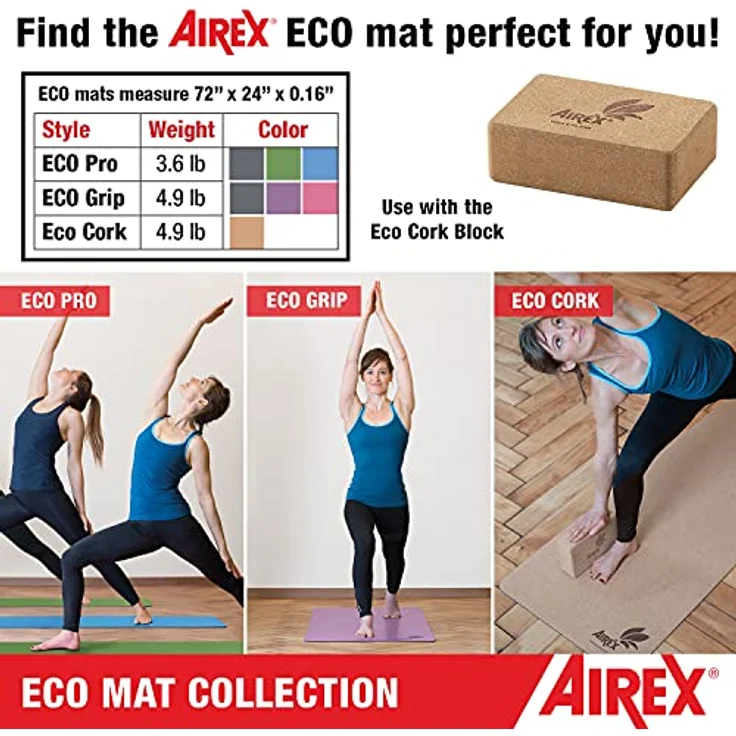 Airex Yoga Eco Kork Matte, 4 mm, umweltfreundlich mit natürlichem Korkmaterial für Innen- und Außenbereich – Bild 6