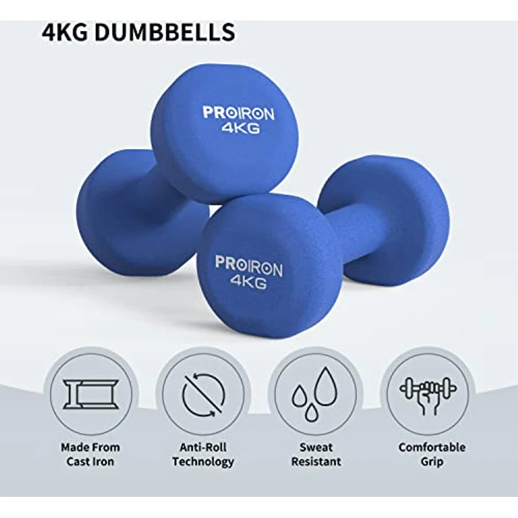 PROIRON Neopren Hanteln Kurzhanteln Frauen Hantelset Kleine Hantel Kurzhantel Set (2er-Set)(Dunkelblau/2x4kg) – Bild 2