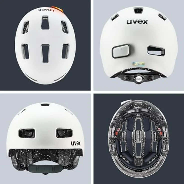 Uvex Sports City 4, Velohelm für urbanen Einsatz, 55-58 cm, matte Oberfläche "white skyfall", 10 Belüftungsöffnungen, integrierte Reflektoren – Bild 4