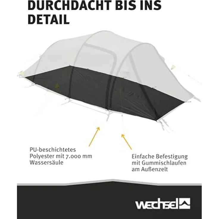 Wechsel Groundsheet Outpost 3, wasserdichte Zelt-Unterlage in Schwarz mit 7000mm Wassersäule aus 75D Polyester, leicht und kompakt für maximalen Schutz vor Nässe und Schmutz – Bild 4