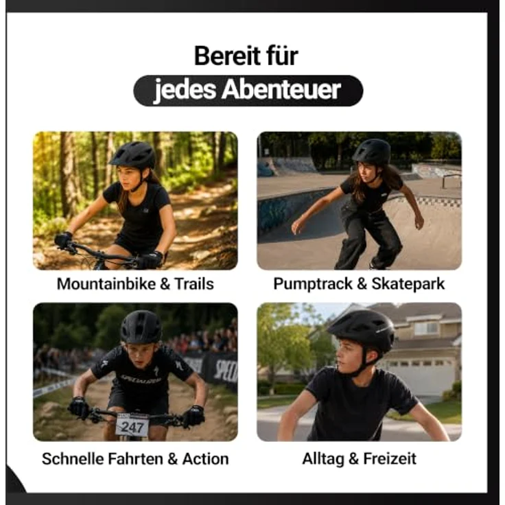 KED Embrace Jr Fahrradhelm – Jugendhelm mit integriertem Visier, Leichtbau, Farbe: Black Matt, Größe: 52-56 (SM) – Bild 5