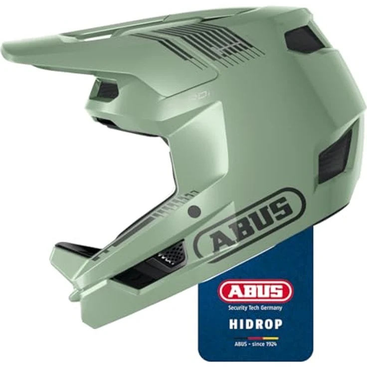 ABUS HiDrop Downhill Helm – Fullface Helm mit ABS-Außenschale, ASTM zertifiziert, optimale Belüftung, für Erwachsene und Jugendliche, grün, Größe M – Bild 1