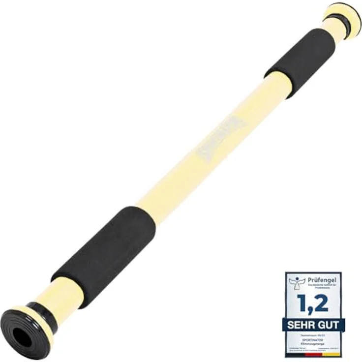 SPORTINATOR® Klimmzugstange zum Einspannen im Türrahmen, für dein Home-Gym. Länge 60–102 cm, kompakt, sicher & schnell ohne Bohren, belastbar bis 150 kg (beige)