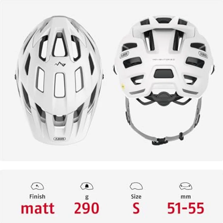 ABUS MTB-Helm Moventor 2.0 MIPS, komfortabler All-Mountain-Helm mit optimaler Ventilation und Schutz, Weiß, S – Bild 3