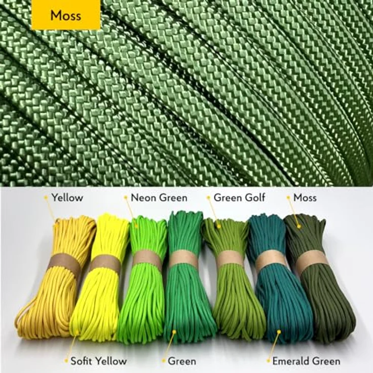 EdcX Paracord 550, 4 mm Nylonseil, 300 m in Moss, stark und langlebig, ideal für Camping und DIY-Projekte – Bild 2