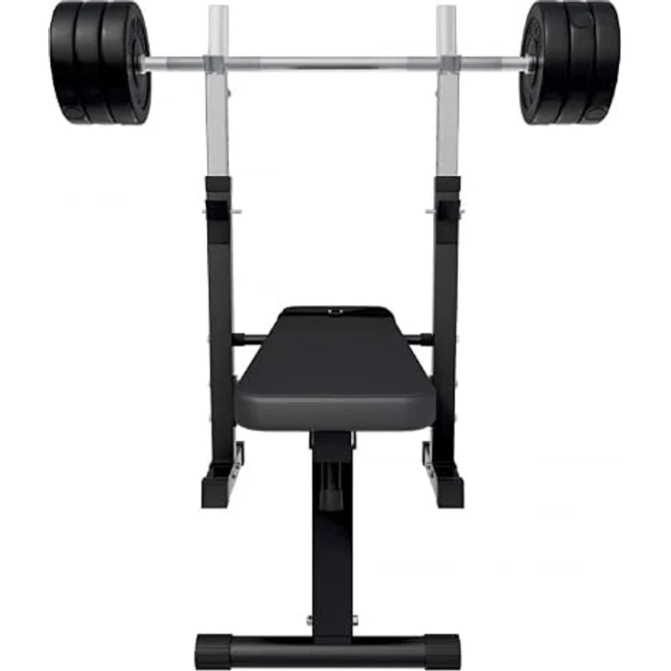 GORILLA SPORTS Hantelbank mit Ablage, Dip-Station, inkl. Hantelset 100kg, Klappbar, Schwarz/Weiß, für effizientes Krafttraining – Bild 12