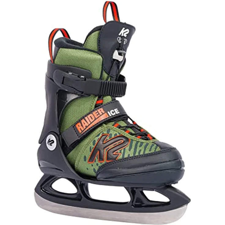 K2 Skates Jungen Schlittschuhe Raider Ice, verstellbar in Größen, grün-orange, mit K2 Softboot-Technologie und Edelstahlkufen – Bild 1