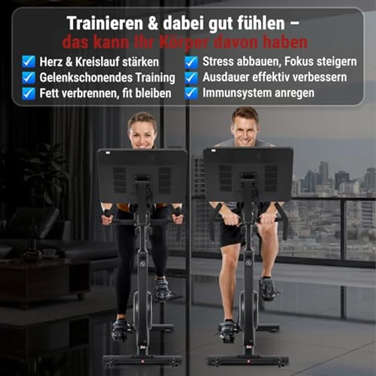 AsVIVA S20 Speedbike, Indoor Cycle Heimtrainer mit 20 kg Schwungmasse, 32 Stufen, Bluetooth und 21,5" Touchdisplay, leise für Zuhause – Bild 13