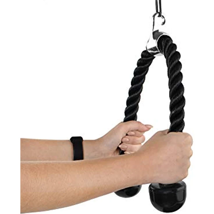 ISO TRADE Trizeps Seil Workout am Seilzug Kabelzug Kraftturm rutschfeste Griffe Fitnessstudio Zuhause 7954, Nylon Schwarz 200kg Belastung – Bild 5