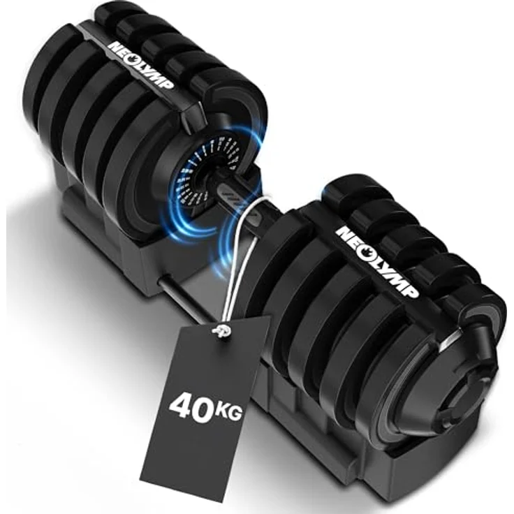 NEOLYMP 3 in 1 Hanteln Set 40kg – Verstellbare Kurzhanteln, Langhantel & Kettlebell mit einstellbaren Gewichten 2-40kg – Platzsparendes Hantelset für Ganzkörper-Workout – Bild 1