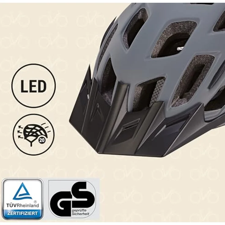 Prophete Fahrradhelm mit LED-Rückleuchte & Fidlock-Verschluss, verstellbar in Größe 58-61 cm, modernes Design in Grau, inklusive Reflexionsstreifen für optimale Sichtbarkeit – Bild 2