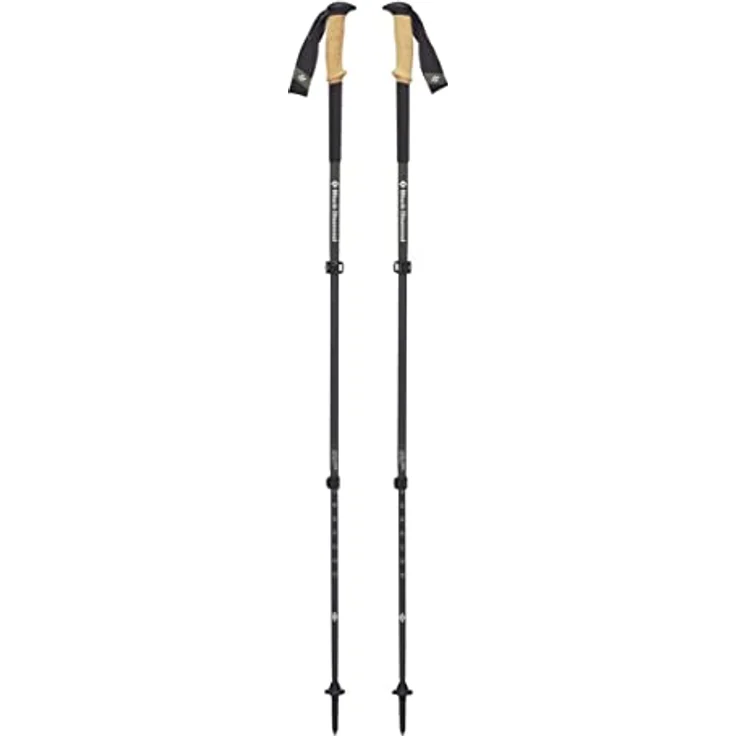 Black Diamond ALPINE CARBON CORK POLES, Ultra-Leichte Trekkingstöcke, Wanderstöcke mit Kork-Griff, verstellbar, karbonfaserschwarz – Bild 1