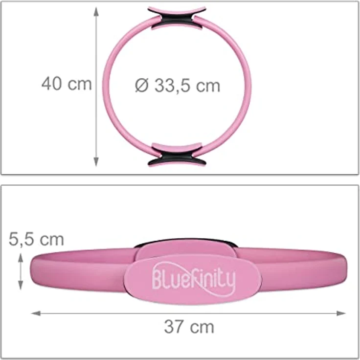 Bluefinity Pilates Ring mit Übungen, Doppelgriff, gepolstert, Widerstandsring Yoga, Fiberglas, Fitness Ring Ø 37cm, pink – Bild 4