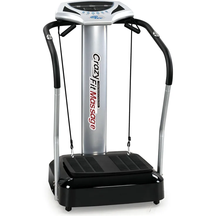 @tec Crazy Fit Vibrationsplatte, 500W Heimtrainer mit 50 Geschwindigkeitsstufen, Haltegriffen und Trainingsbändern