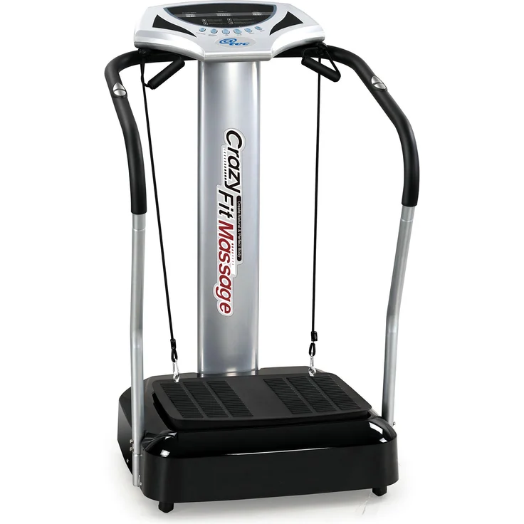 @tec Crazy Fit Vibrationsplatte, 500W Heimtrainer mit 50 Geschwindigkeitsstufen, Haltegriffen und Trainingsbändern