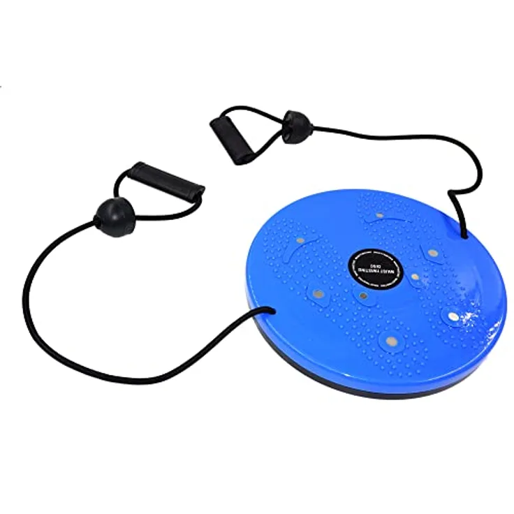chi-enterprise Twister mit Gummibändern und Magnetpunkten, Drehteller, Rotationsscheibe, Balance Board, Disc Board, Aerobic Fitnessscheibe, Twister Platte 25 cm, blau