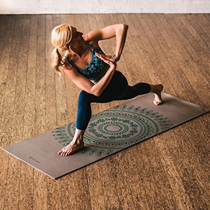 Gaiam Yoga Mat 6 mm Premium, längere und breitere Yogamatte mit Mandala-Aufdruck für verbesserte Konzentration – Bild 4