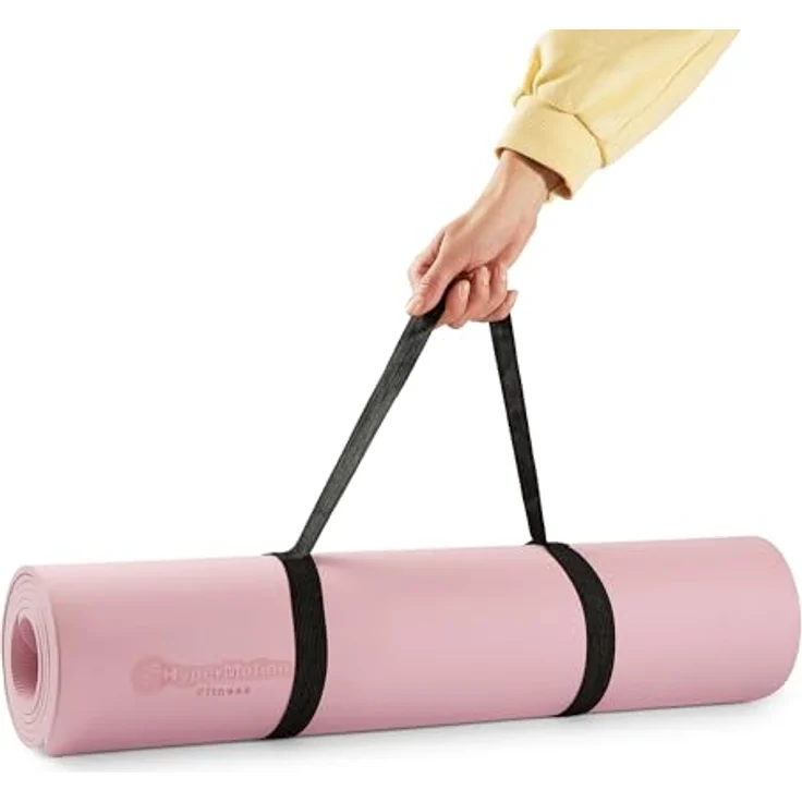 HyperMotion Yogamatte Lotus, rutschfestes TPE mit 6mm Stärke, 183x61 cm, rosa, inkl. Tragegurt – Bild 22