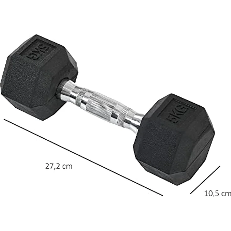 HOMCOM Hantel Kurzhantel 2er Set in Hexagon Form, schwarzes Metall- und Gummikonstruktion – Bild 5