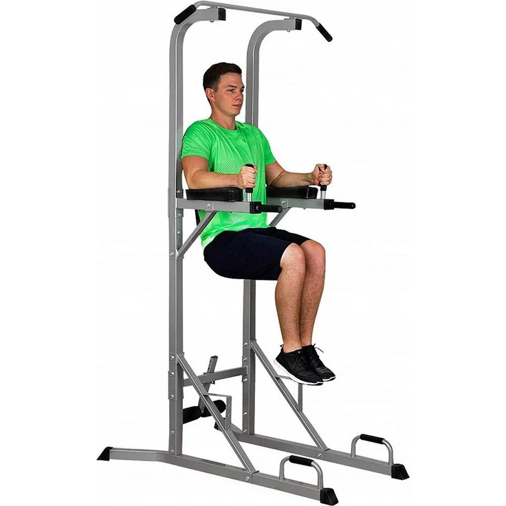ScSPORTS® Kraftstation Power Tower Kraftturm 120kg Dip Station, Grau und Schwarz, für Ganzkörpertraining – Bild 1