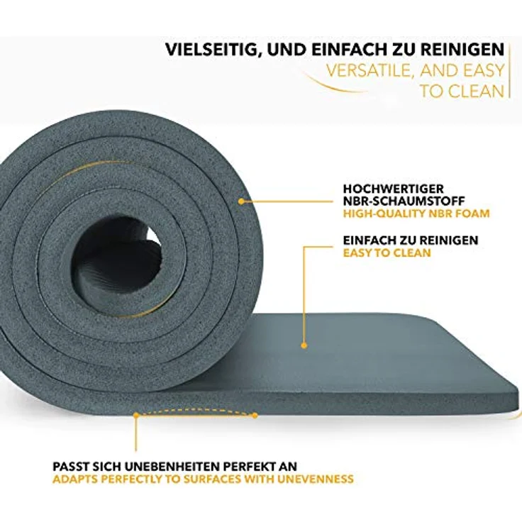 TRESKO Yogamatte Phthalatfrei - Gymnastikmatte rutschfest, Pilatesmatte Fitnessmatte mit Tragegurt, 185 x 60 x 1,0 cm – Bild 5