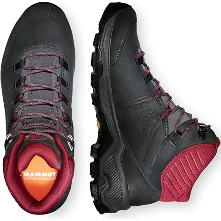 Mammut Nova Mid IV GTX, wasserdichter Wanderschuh aus Nubukleder mit GORE-TEX, flexibel und griffig, schwarz/rot – Bild 2