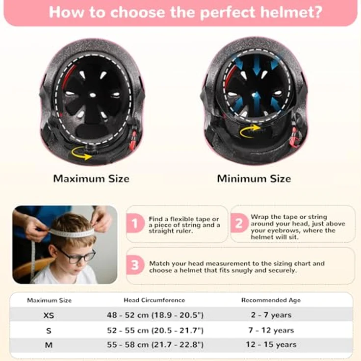 Tacklife PA-902 Kinder Fahrradhelm EN1078 CE-zertifiziert, verstellbarer Kinnriemen, 3D DIY-Sticker & reflektierende Aufkleber, Unisex in Weiß/Rosa/Blau – Bild 5