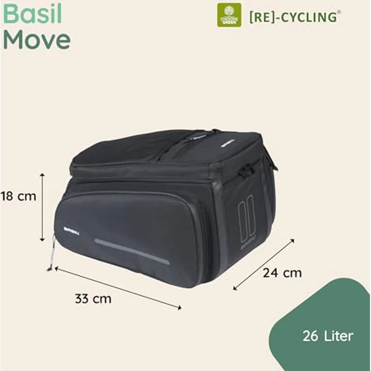 Basil Gepäckträgertasche Move MIK, wasserabweisend, erweiterbar, 10-26 Liter, schwarz – Bild 6
