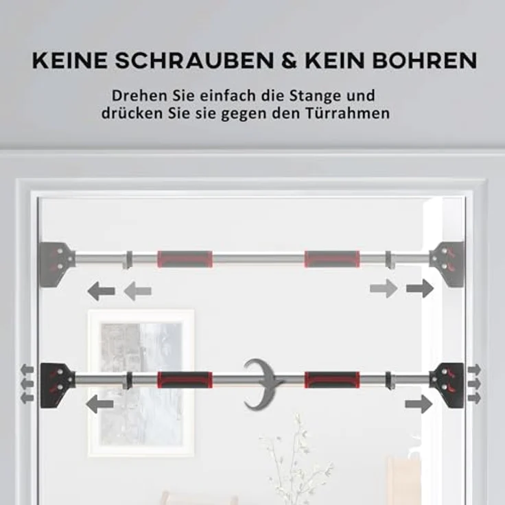 SPORTNOW Klimmzugstange, Verstellbar Türrahmen, Rutschfest Türreck Wandmontage, Pull Up Bar für Fitness Zuhause, Gym, Stahl, Schwarz - Preisvergleich – Bild 3