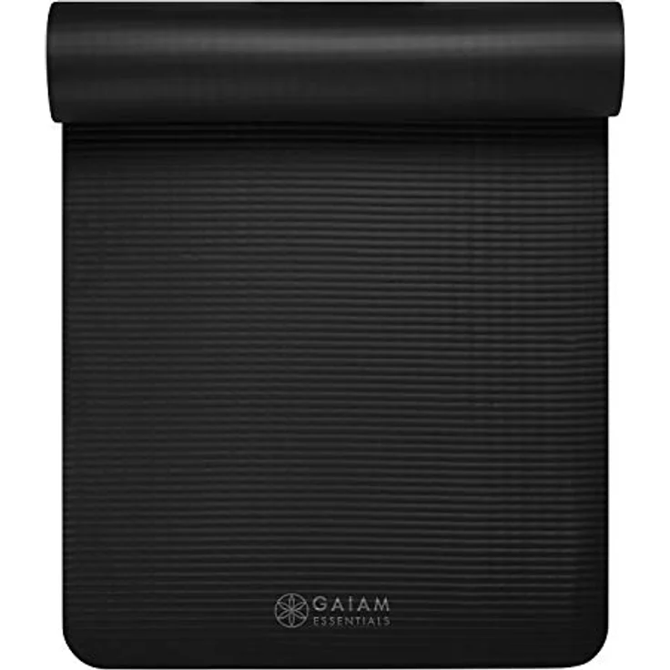 Gaiam Essentials Fitness Mat, Yogamatte, 10 mm Dicke, schwarz, 183 cm x 61 cm, strapazierfähig – Bild 10