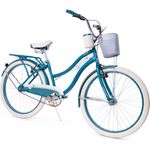 Huffy Deluxe Cruiser Unisex 26 Zoll Fahrrad, Citybike, Türkis, Perfect Fit Rahmen, Deluxe-Sattel, Dual-Density Griffe und Pedale, Alu-V-Bremsen, Drahtkorb und Getränkehalter