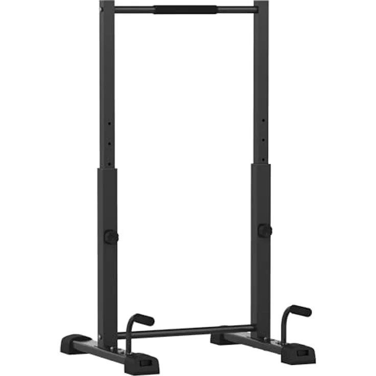 SPORTNOW Dip-Station, höhenverstellbar für Krafttraining und Calisthenics, bis 540 kg belastbar, schwarz, 2-tlg. mit Push-Up-Ständern – Bild 1