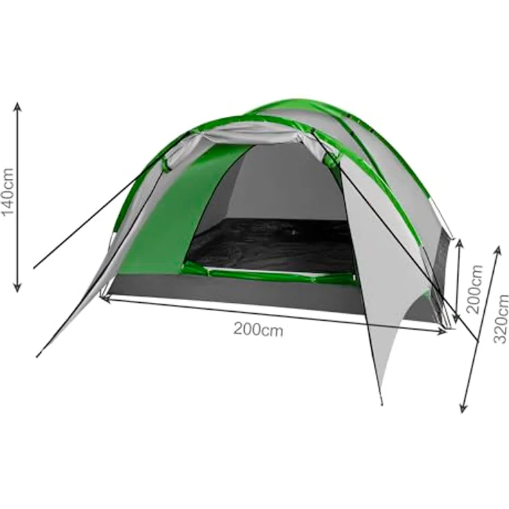 TRIZAND Nevada 23483 Campingzelt für 4 Personen, wasserdicht mit Vorzelt und Moskitonetz – Bild 2