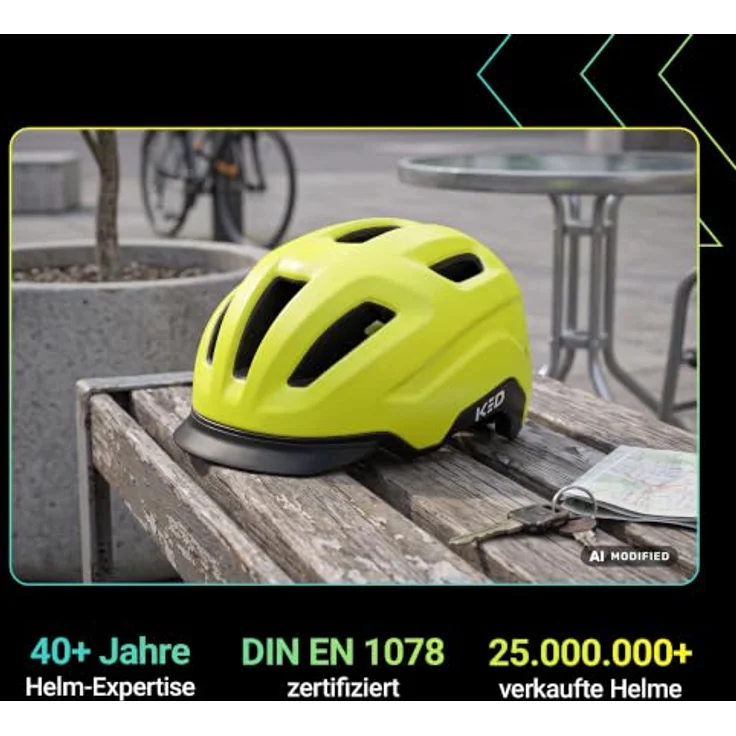 KED Ahead Pedalon E-Bike Fahrradhelm, mit LED-Rücklicht, Maxshell-Technologie, superleicht, Pedalon Yellow Green Matt, Größe 53-56 (S) – Bild 10