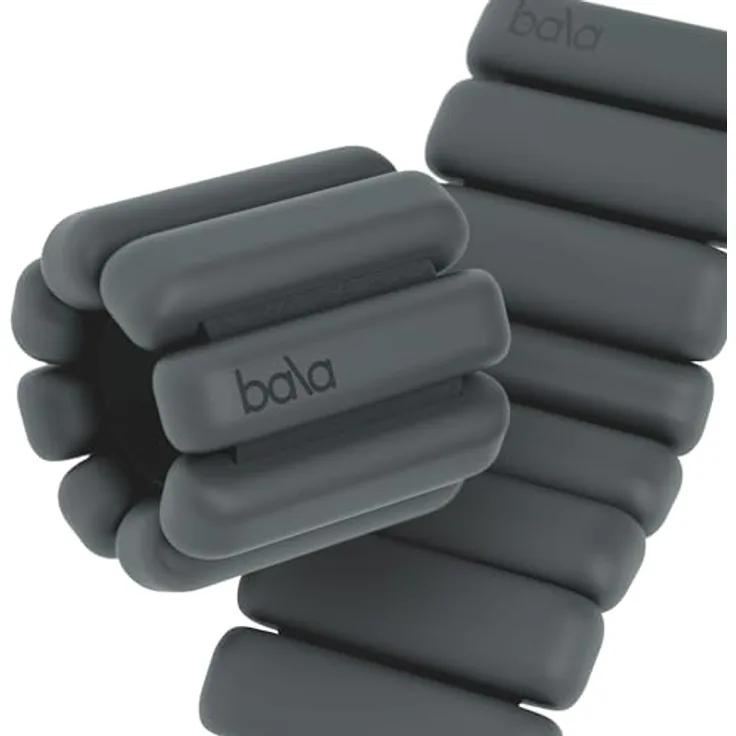 Bala Armreifen, Handgelenk- und Knöchelgewichte mit 1,4 kg, verstellbares Silikon-Gewichts-Armband-Set für Fitnessstudio, Yoga und Pilates, Anthrazit