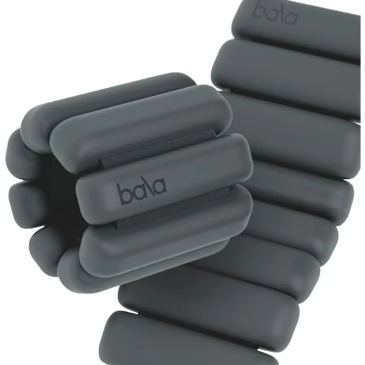 Bala Armreifen, Handgelenk- und Knöchelgewichte mit 1,4 kg, verstellbares Silikon-Gewichts-Armband-Set für Fitnessstudio, Yoga und Pilates, Anthrazit – Bild 1