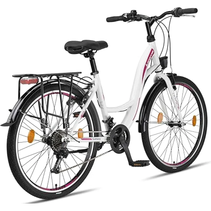Licorne Bike Stella Premium City Bike 26 Zoll - 21 Gang-Schaltung - Hollandfahrrad Citybike (Weiss) – Bild 5
