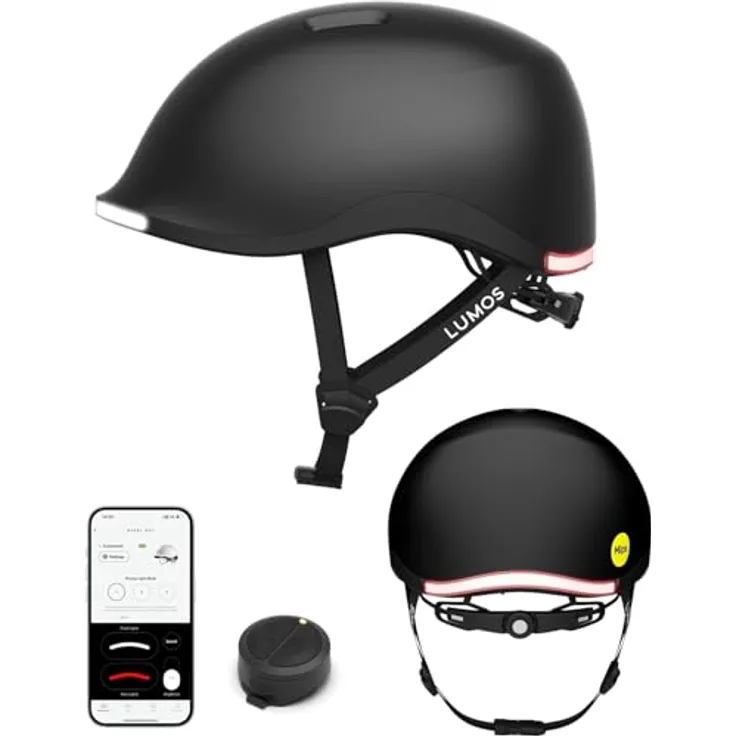 Lumen Labs Lumos Helmet Nyxel MIPS, Halber Helm mit Hartschalenbau, 56 adressierbare LEDs, 7 RGB Farben, Glanz