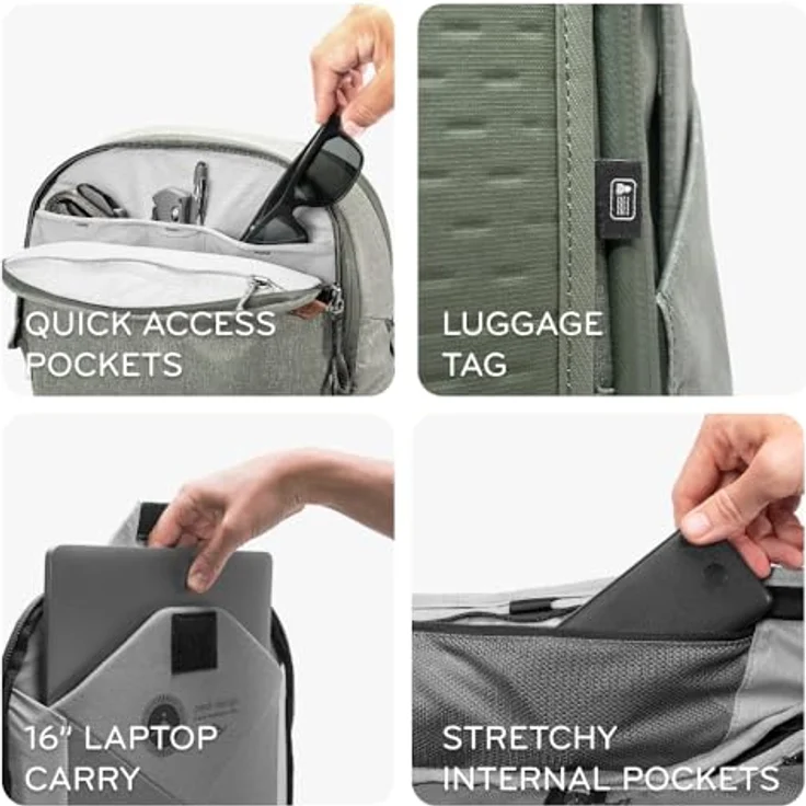 Peak Design Travel Backpack 45L v2, Wanderrucksack in Sage mit Fächern für optimale Organisation – Bild 4