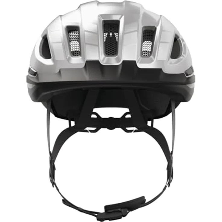 ABUS Urban-I 4.0 ACE, Fahrradhelm mit aufladbarem Rücklicht, 4 Leuchtmodi, Zopf-Öffnung, magnetischem Verschluss, Größe S, silber – Bild 2