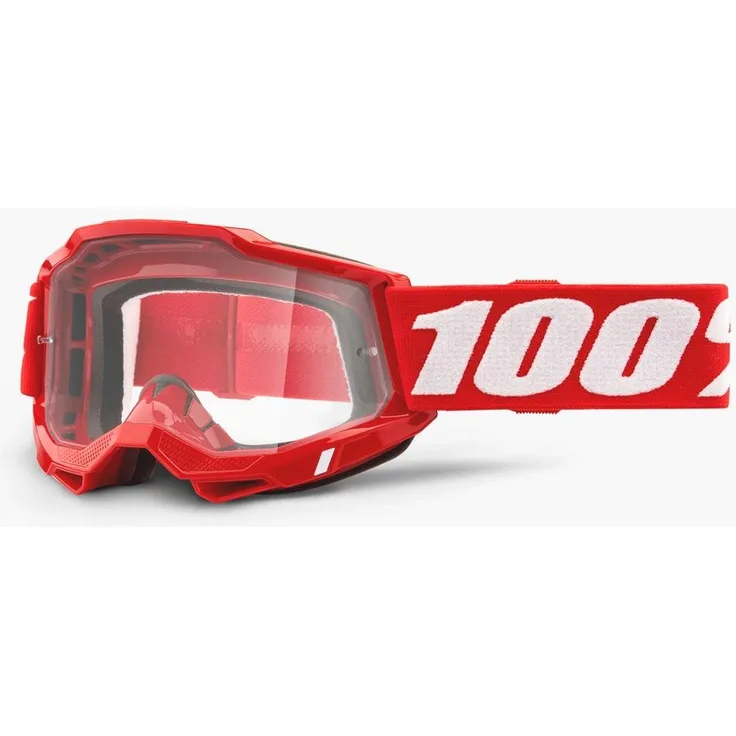 100% Accuri 2, Skibrille mit antifog Glas und rotem Glas, transparenter Rahmen