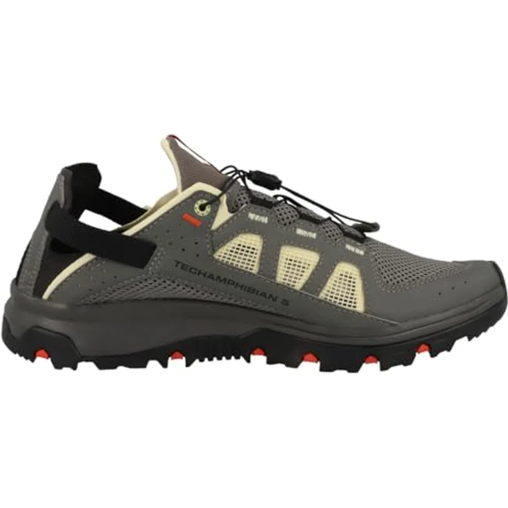 Salomon Techamphibian 5, Herren Wanderschuhe mit atmungsaktivem Mesh, Quicklace-Schnürsystem, Grau, Größe 46 – Bild 3