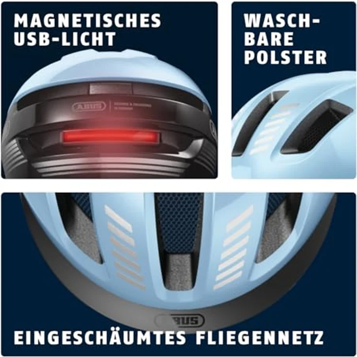 ABUS PURL-Y ACE Fahrradhelm mit LED-Licht, NTA-Schutzhelm für E-Bike und S-Pedelec, hellblau, Größe M – Bild 4